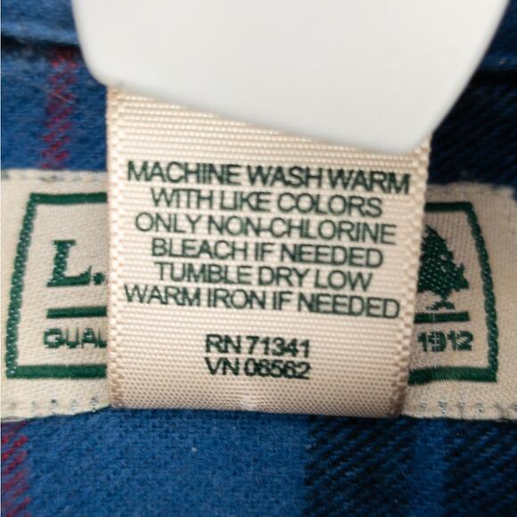 LL Bean Flannel Shirt Men's Small Traditional-Fit Plaid Blue Black Plaid Cotton - Picture 7 of 12